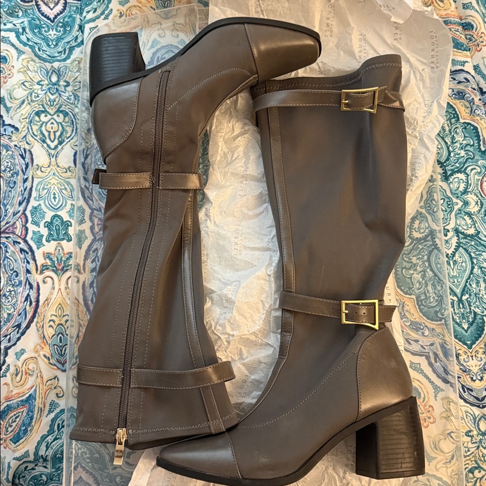 Journee Collection Gray Heeled Boots